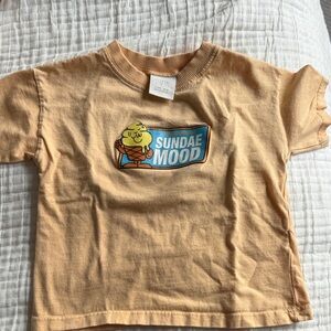 Zara Peach Short Sleeve Tee with 'Sundae Mood' Graphic